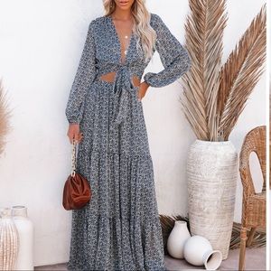 VICI - SCENERY PRINTED MAXI SKIRT - NAVY - SZ MED